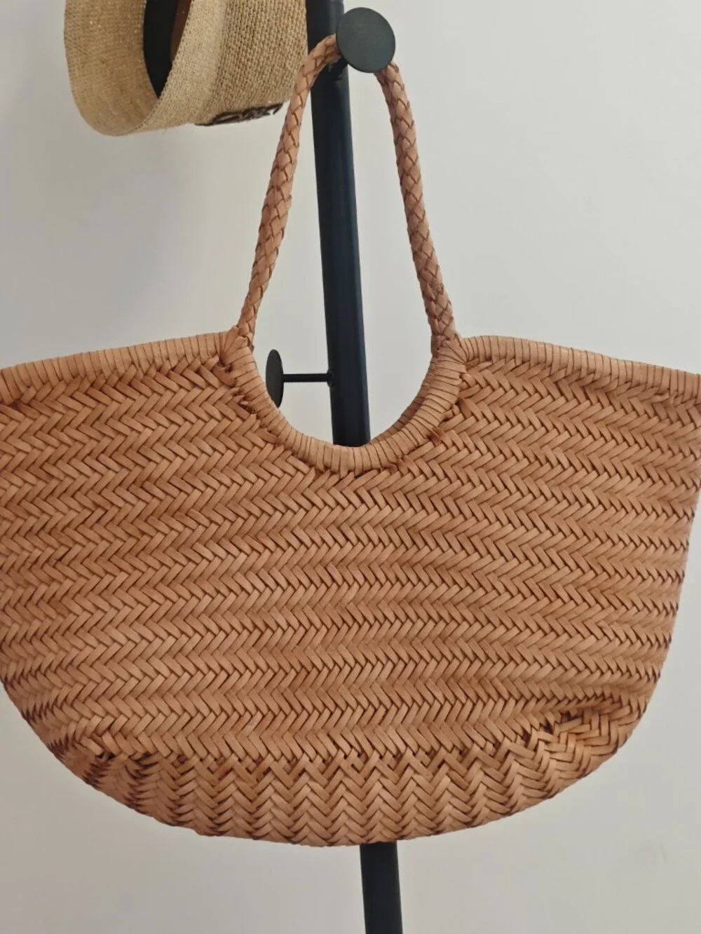 Dragon Diffusion nantucket woven basket bag in sand-sizeHeight: 40cm Width: 24cm - Picture 3 of 10